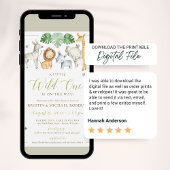 リトルワイルドワンサファリアニマルズボーイベビーシャワー 招待状