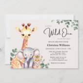 リトルワイルドワンサファリアニマルベビーシャワー 招待状 (正面)