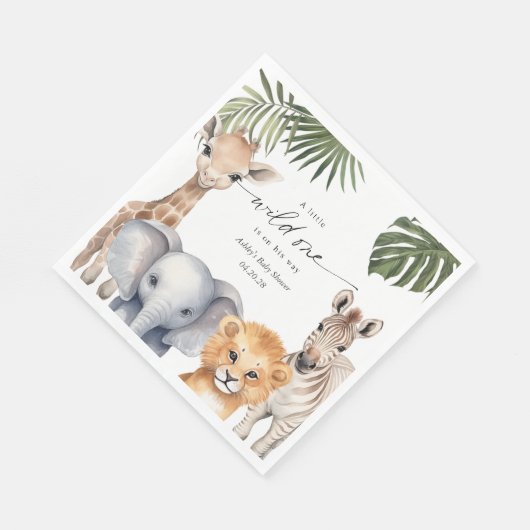 リトルワイルドワンサファリアニマル男の赤ちゃんシャワーナップ スタンダードランチョンナプキン (角)