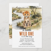 リトルワイルドワンサファリチータベビーシャワー 招待状 (正面/裏面)