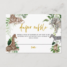 リトルワイルドワンサファリベイビーシャワーおむつラッフル エンクロージャーカード