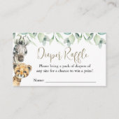 リトルワイルドワンサファリベイビーシャワーおむつラッフル エンクロージャーカード (正面)