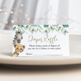 リトルワイルドワンサファリベイビーシャワーおむつラッフル エンクロージャーカード