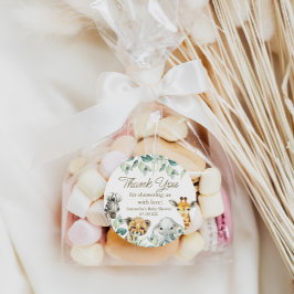 リトルワイルドワンサファリベイビーシャワーメッセージカード ラウンドシール