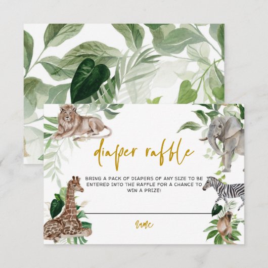 リトルワイルドワン ベビーシャワー おむつラッフル エンクロージャーカード (正面/裏面)