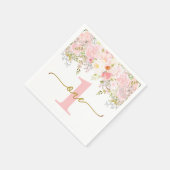 リトルワン恋しく思ダーフルピンクローゼファースト誕生日 スタンダードカクテルナプキン (角)