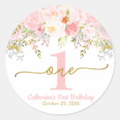 リトルワン恋しく思ダーフルピンクローゼファースト誕生日 ラウンドシール (正面)