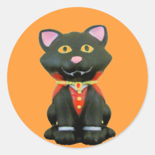 リトルヴァンパイアキャットオンオレンジ ラウンドシール
