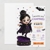 リトルヴァンパイアコスチューム - パーティーハロウィン誕生日 招待状 (正面/裏面)