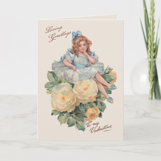リトルヴィンテージガール、バラ&バレンタインデー シーズンカード (正面)