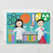 リトル不機嫌サイエンティスト誕生日招待状 招待状 (正面)
