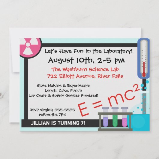 リトル不機嫌サイエンティスト誕生日招待状 招待状 (裏面)