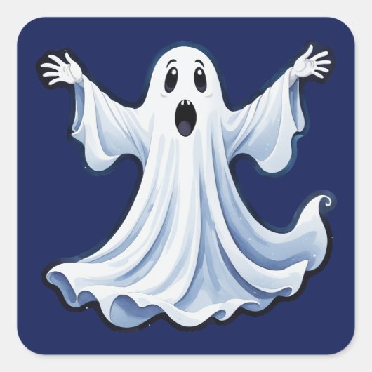 リトル不気味幽霊 – ハロウィーン11 – ファンおもしろい スクエアシール (正面)