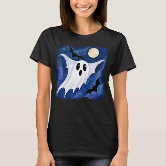 リトル不気味幽霊 – ハロウィーン7 – ファンおもしろい Tシャツ (正面)
