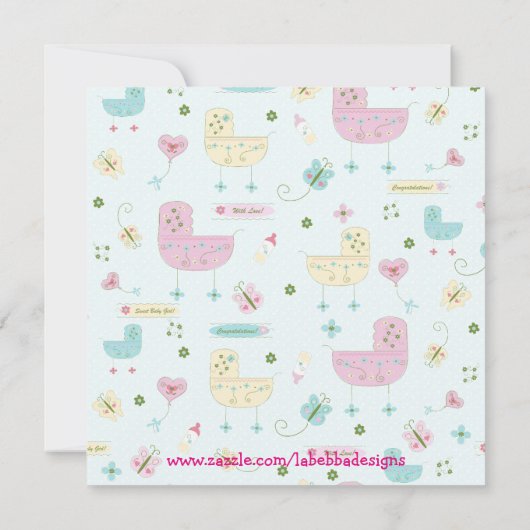 リトル乳母車ベビー散水 招待状 (裏面)