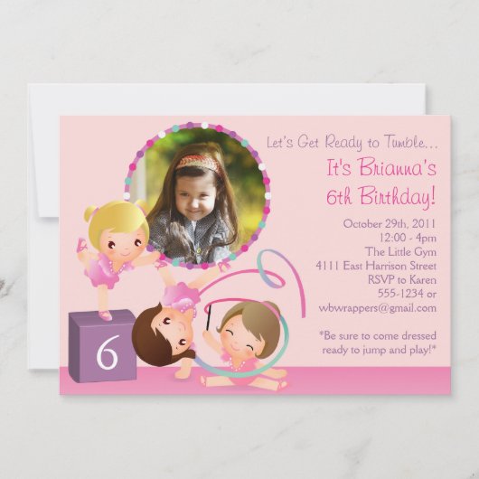 リトル体操選手-体操誕生日招待状 招待状 (正面)