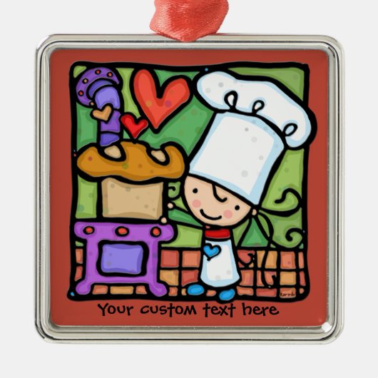 リトル女の子らしはパンを焼くのが大好きDK RUST メタルオーナメント (正面)