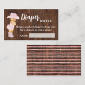 リトル女性のカーボーイおむつラッフルチケットベビーシャワー プレイスカード (正面/裏面)