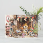 リトル女性のカーボーイと彼女のBFFureverホリデーカード シーズンカード (スタンド正面)