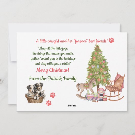 リトル女性のカーボーイと彼女のBFFureverホリデーカード シーズンカード (裏面)