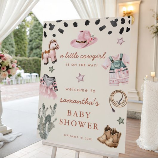 リトル女性のカーボーイは途中の女の子の赤ちゃんシャワー歓迎 ポスター