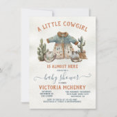 リトル女性のカーボーイウェスタンドレスベビーシャワー 招待状 (正面)