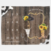 リトル女性のカーボーイウェスタン |ベビーマイルストーン毛布 フリースブランケット (正面(横))