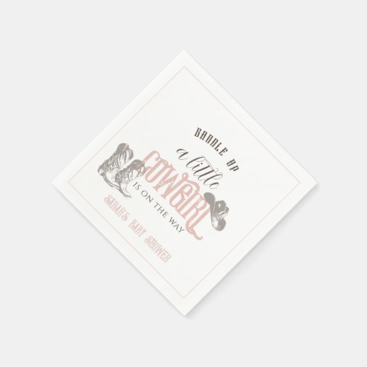 リトル女性のカーボーイウエスタンピンクガールベビーシャワー スタンダードカクテルナプキン (角)