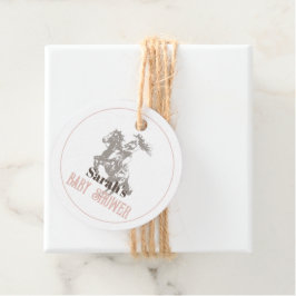 リトル女性のカーボーイウエスタンピンクガールベビーシャワー フェイバータグ