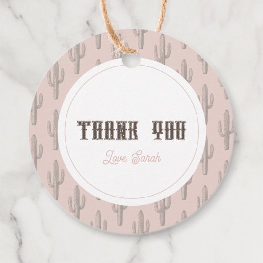 リトル女性のカーボーイウエスタンピンクガールベビーシャワー フェイバータグ (裏面)