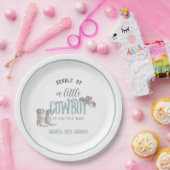 リトル女性のカーボーイウエスタンブルーボーイベビーシャワー ペーパープレート (パーティー)