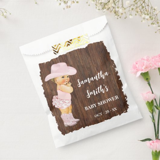 リトル女性のカーボーイウエスタンベビーシャワーパーティー フェイバーバッグ (封をした状態)