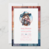 リトル女性のカーボーイウエスタンベビーシャワー 招待状 (正面)