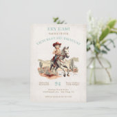 リトル女性のカーボーイウエスタンポニーバースデーパーティー 招待状 (スタンド正面)