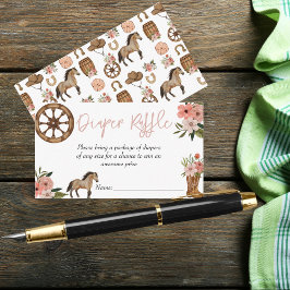 リトル女性のカーボーイオンウェイベビーシャワーおむつラッフル エンクロージャーカード