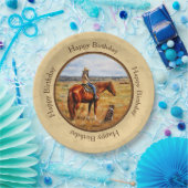 リトル女性のカーボーイオンウシホースイエロー ペーパープレート (パーティー)