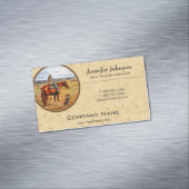 リトル女性のカーボーイオンキャトルホースイエロー マグネット名刺 (インサイチュ)