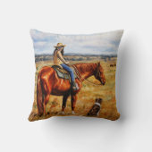 リトル女性のカーボーイオンキャトルホース クッション (裏面)