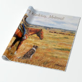 リトル女性のカーボーイオンキャトルホース ラッピングペーパー (アンロールド)