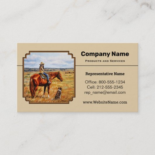 リトル女性のカーボーイオンキャトルホース 名刺 (正面)