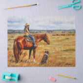 リトル女性のカーボーイオンキャトルホース 薄葉紙 (クラフト)