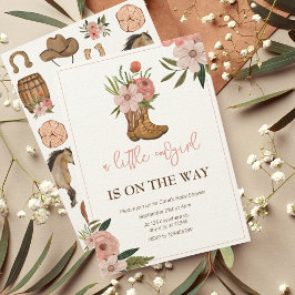 リトル女性のカーボーイオンザウェイベイビーシャワー 招待状