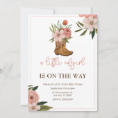 リトル女性のカーボーイオンザウェイベイビーシャワー 招待状 (正面)