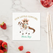 リトル女性のカーボーイオンホースガールズウェスタン誕生日 スタンダードカクテルナプキン (インサイチュ)