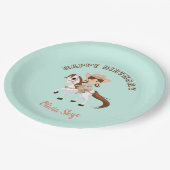 リトル女性のカーボーイオンホースガールズウェスタン誕生日 ペーパープレート (アングル)