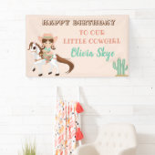 リトル女性のカーボーイオンホースガールズウェスタン誕生日 横断幕 (インサイチュ)