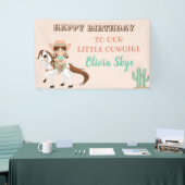 リトル女性のカーボーイオンホースガールズウェスタン誕生日 横断幕 (トレードショー)