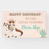 リトル女性のカーボーイオンホースガールズウェスタン誕生日 横断幕 (横)