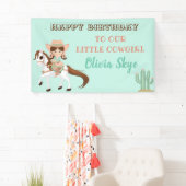 リトル女性のカーボーイオンホースガールズウェスタン誕生日 横断幕 (インサイチュ)