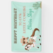 リトル女性のカーボーイオンホースガールズウェスタン誕生日 横断幕 (縦)